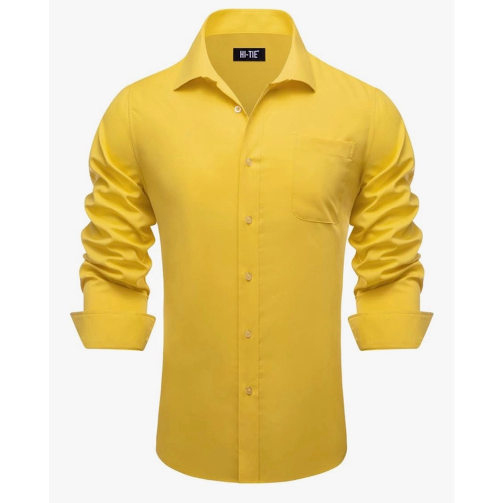 NEW Yellow Mens Long Sleeve Button Down Dress Shirt 3X